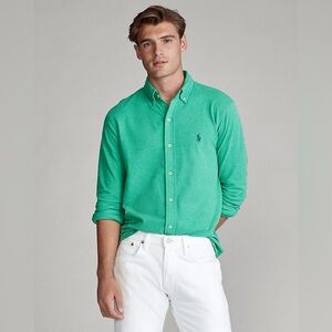 Polo Ralph Lauren Featherweight Mesh Shirt in Palm Green Heather